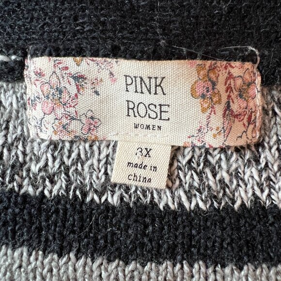 📌Pink Rose Striped Button Up Cotton Mix Plus Size Long Cardigan - Picture 14 of 16